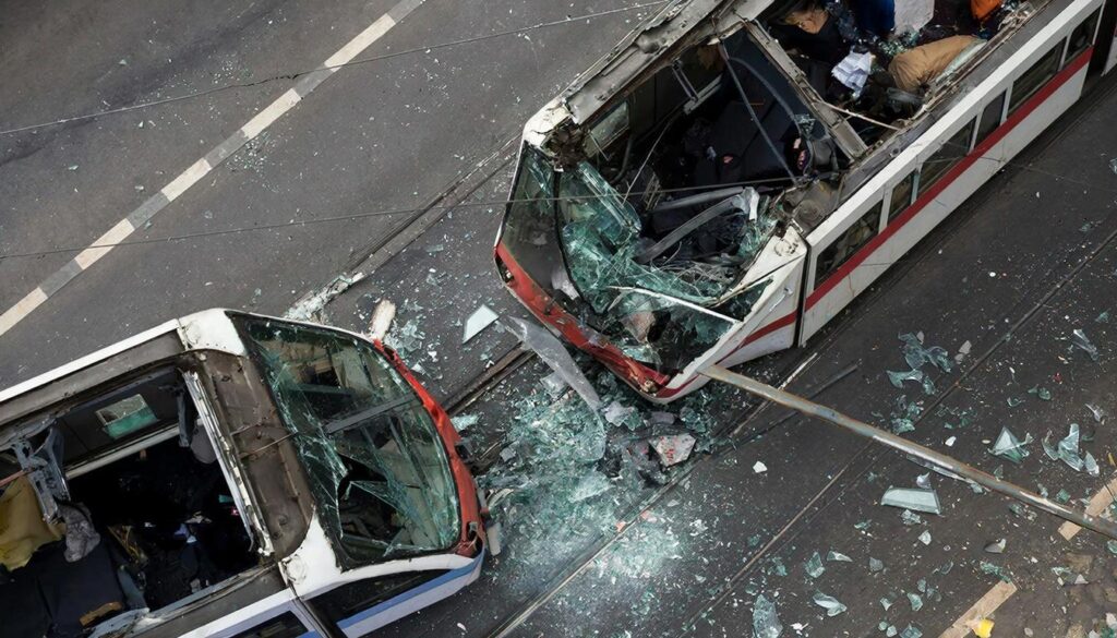 Шесть человек пострадали в столкновении трамваев на Петергофском шоссе