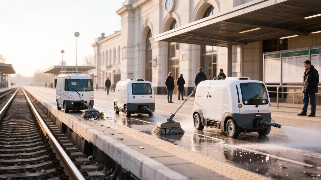 Здание Московского вокзала в Петербурге начали прибирать роботы